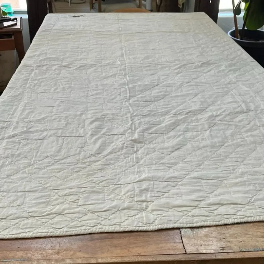 Antique Flour Sack Blue Red Patchwork Handmade Quilt 79